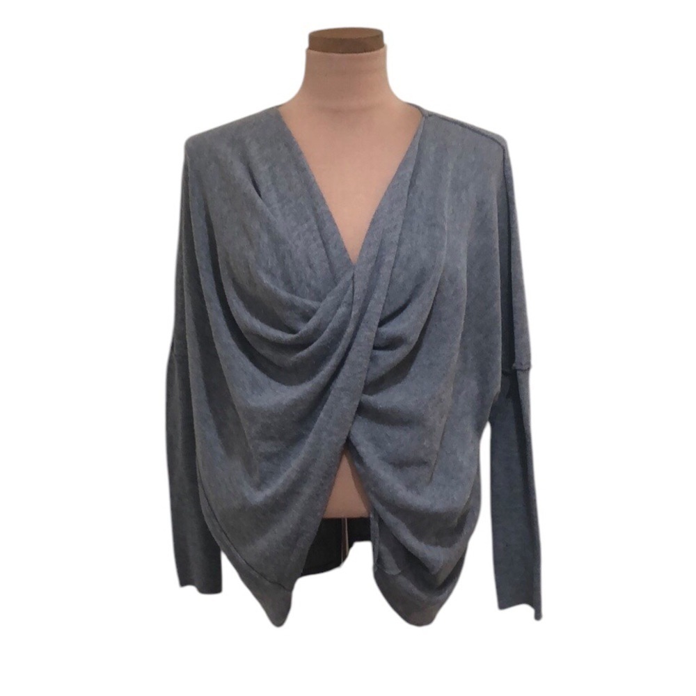 Anthropologie RD Styles Sweater Size Small Gray Draped Twisted Cowl Pullover